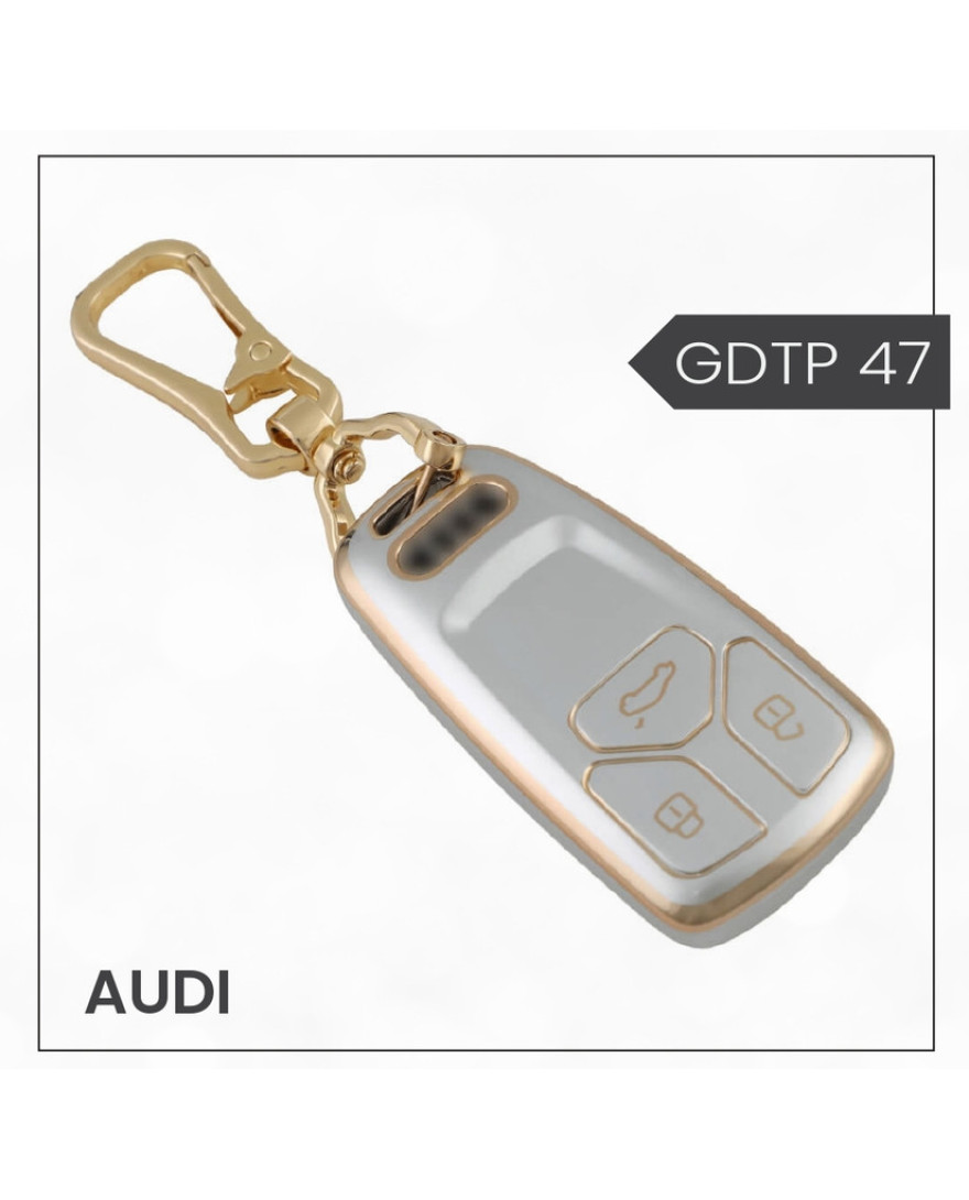 keycare Gold Dust TPU key cover And keychain for Audi Q5, A5, A8, Q7, A4, A6 3 button smart key | GDTP 47