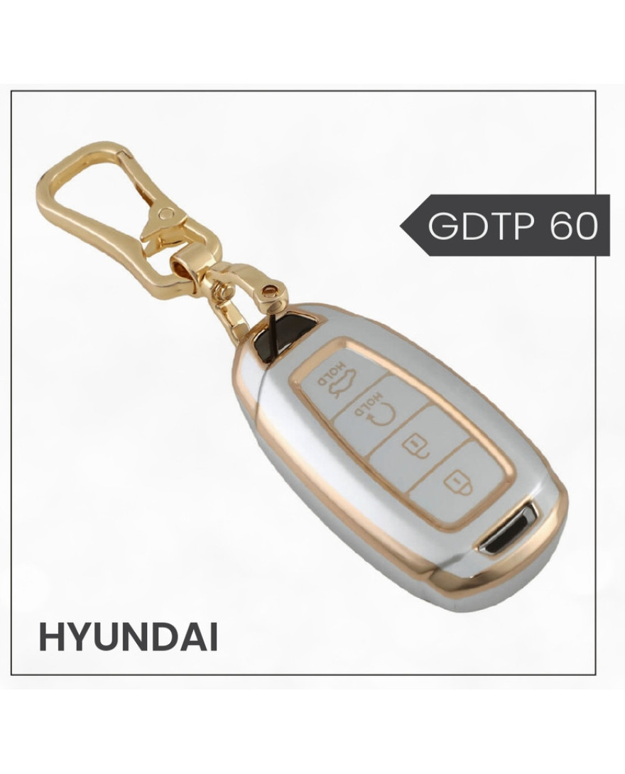 keycare Gold Dust TPU Key Cover And keychain for Hyundai i20, Verna, Kona 4 Button Smart Key | GDTP 60