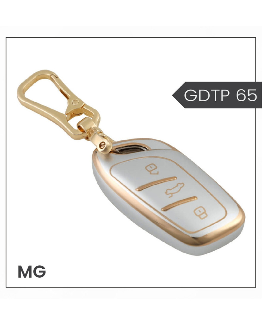 keycare Gold dust TPU key cover And keychain for MG Astor, ZS EV smart key | GDTP 65