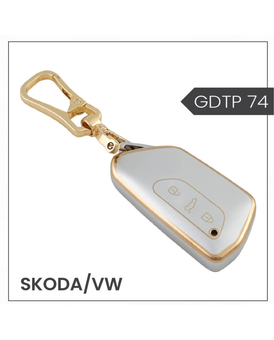 keycare Gold dust TPU key cover And keychain for Octavia 2021 onwards smart key | GDTP 74