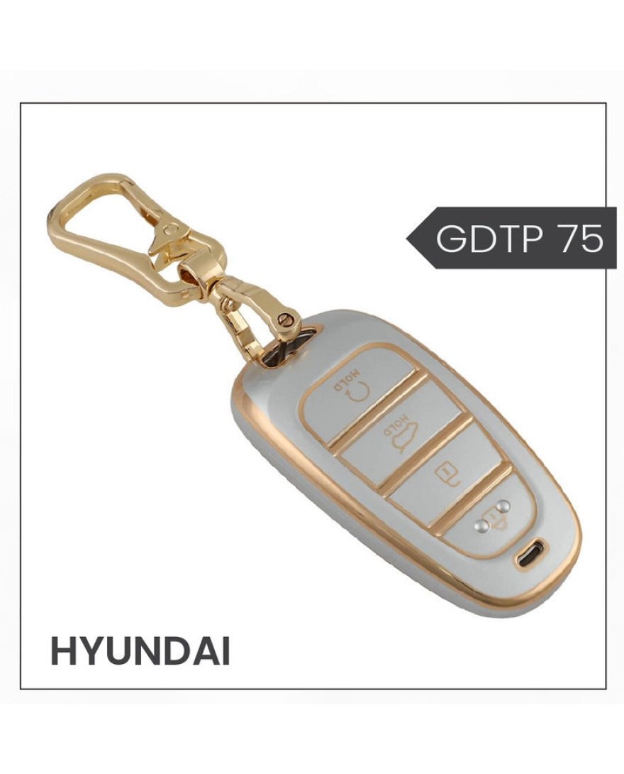 keycare Gold Dust TPU key cover And keychain for Tucson 4 button smart key | GDTP75