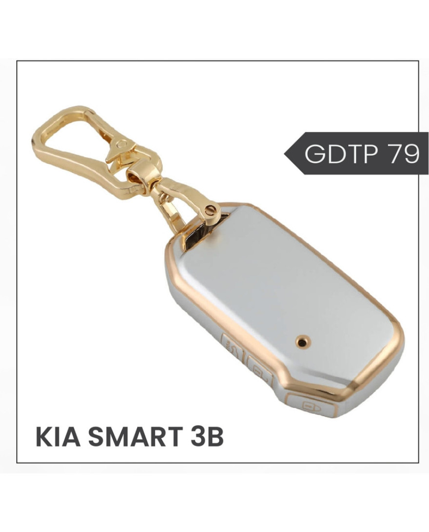 keycare Gold Dust TPU key cover And keychain for Seltos, Sonet 2023 onwards 3 button smart key | GDTP 79