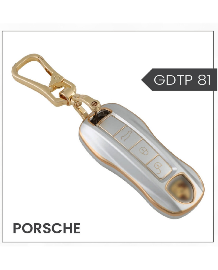 keycare Gold Dust TPU key cover And keychain for Taycan, Cayenne, Panamera, 911, Carrera smart key | GDTP 81