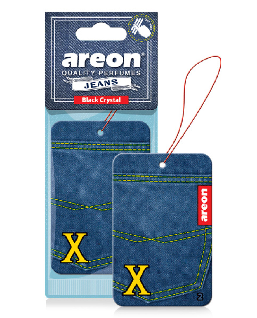 AREON Jeans Hanging Car Air Freshner Black Crystal X Logo | AJ01