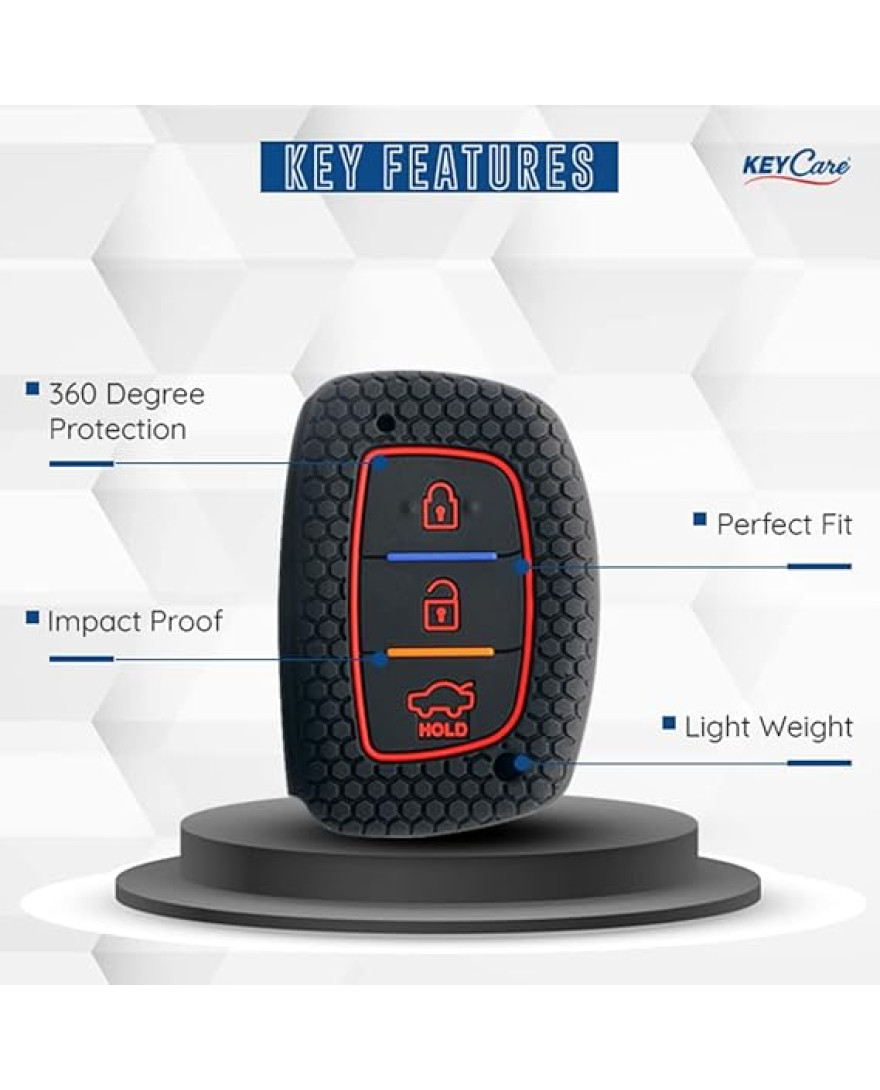 Keycare Silicon Key Cover for Elite i20, Active i20, Aura | Push Button Start Models only | Black | KC 07