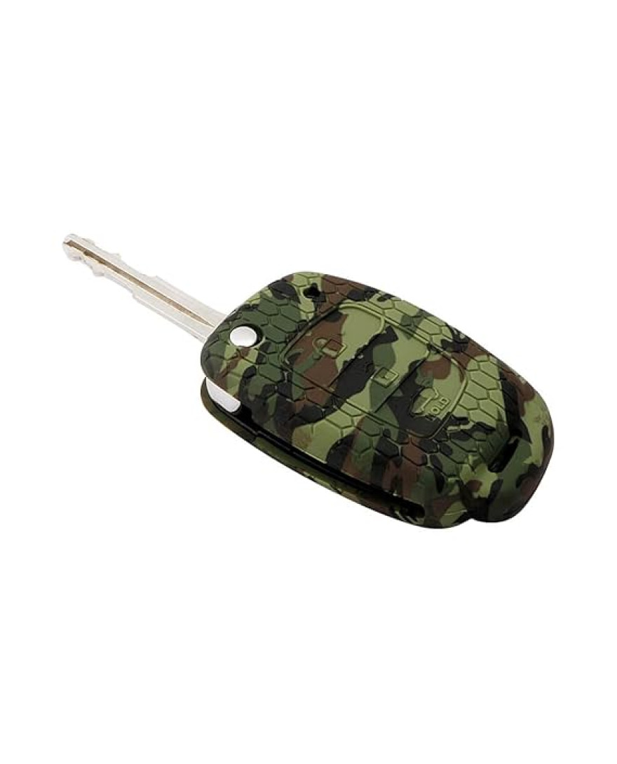 keycare Camouflage Silicon Key Cover KC10 Compatible Silicon Key Cover for Venue, Aura, Elite i20, Active i20, Xcent 3 Button flip Key