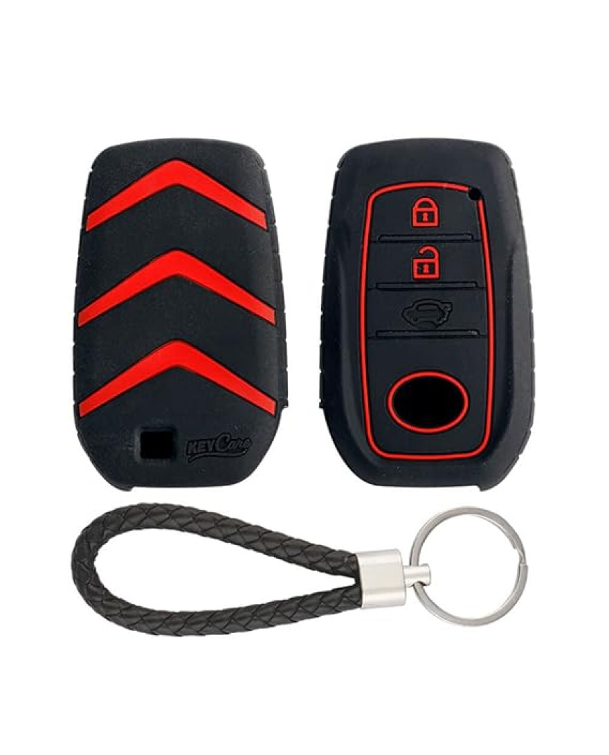 Keycare Silicon key cover fit for Toyota Innova Crysta, Innova HyCross, Hilux, Fortuner, Fortuner Facelift 2021, Fortuner Legender 2021 smart key | KC18 | Black