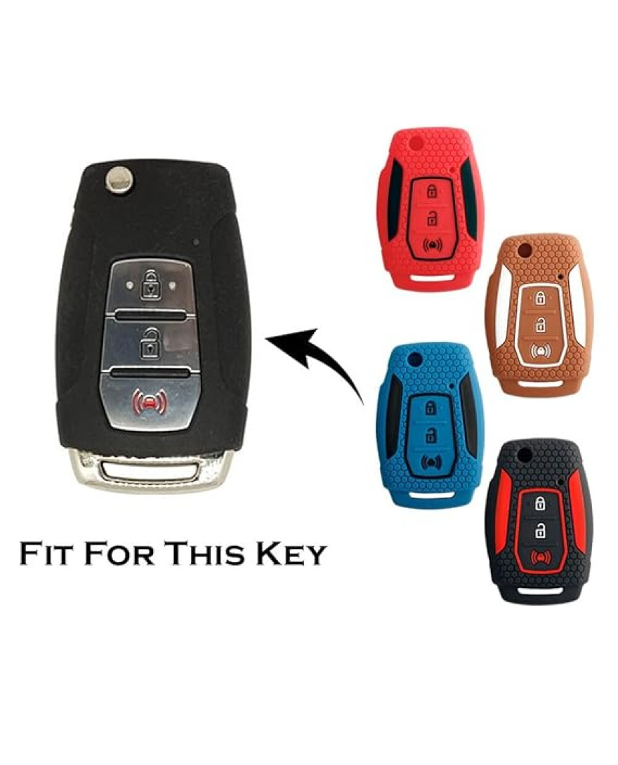 Keycare Silicon Key Cover for Mahindra XUV300, Alturas G4 flip Key | Black | KC25