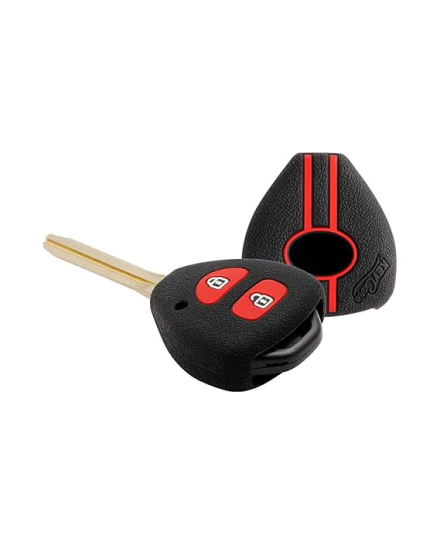 Keycare Silicon Key Cover KC32 Compatible for Innova, Fortuner 2 Button Remote Key | Black