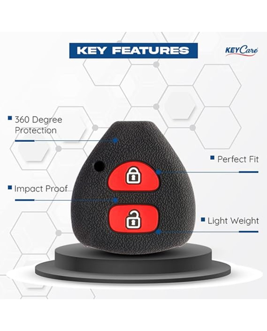 Keycare Silicon Key Cover KC32 Compatible for Innova, Fortuner 2 Button Remote Key | Black