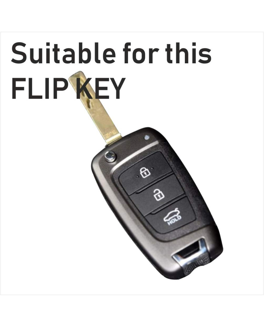 Keycare Silicon key cover KC43 compatible for Kona, Verna onwards flip key | non push button start models | Black