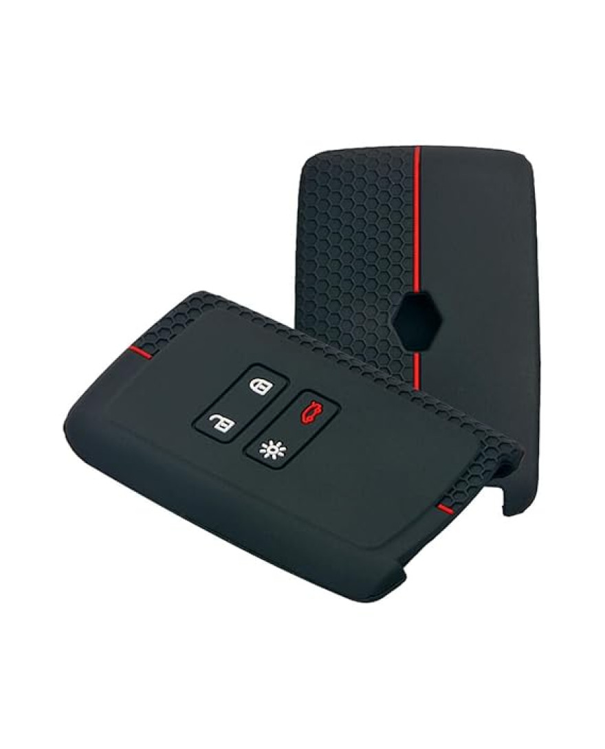 keycare Silicon Key Cover KC46 Compatible for Kiger Triber Smart Card | Black with red Border