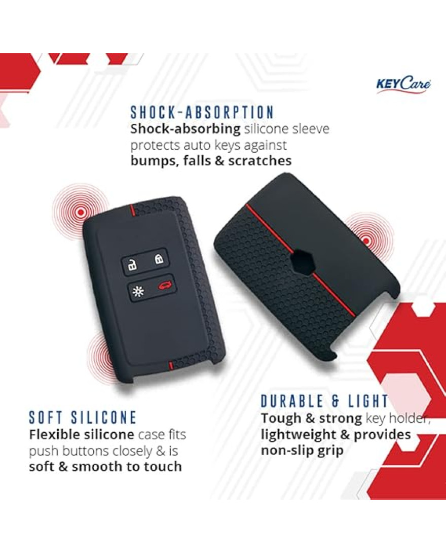 keycare Silicon Key Cover KC46 Compatible for Kiger Triber Smart Card | Black with red Border