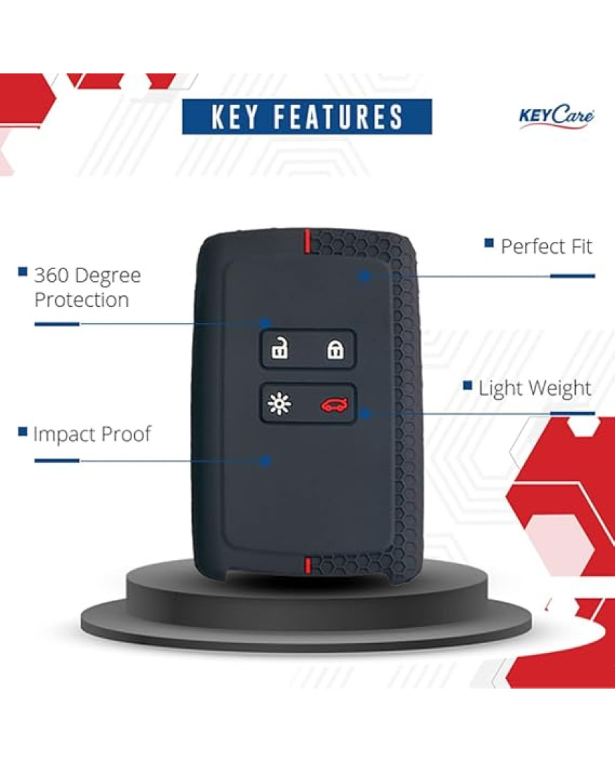 keycare Silicon Key Cover KC46 Compatible for Kiger Triber Smart Card | Black with red Border