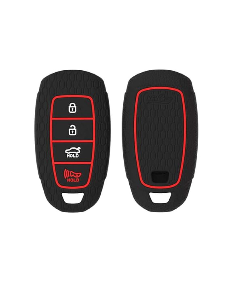 Keycare Silicon Key Cover KC60 fit for Hyundai Verna 2020 4 Button Smart Key | Black