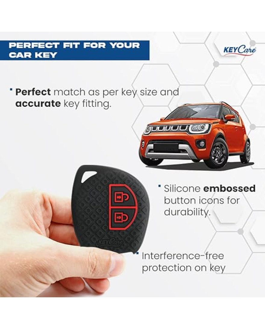 Keycare Silicon key cover fit for All Maruti Suzuki Car 2 button remote key | KC63 | Black