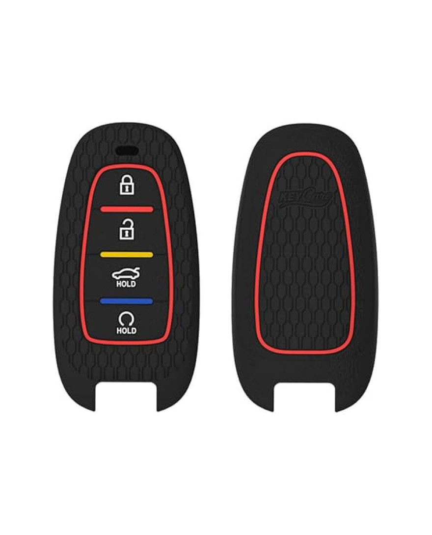 Keycare Silicon Key Cover KC75 Compatible for Hyundai Tucson 4 Button Smart Key | Black