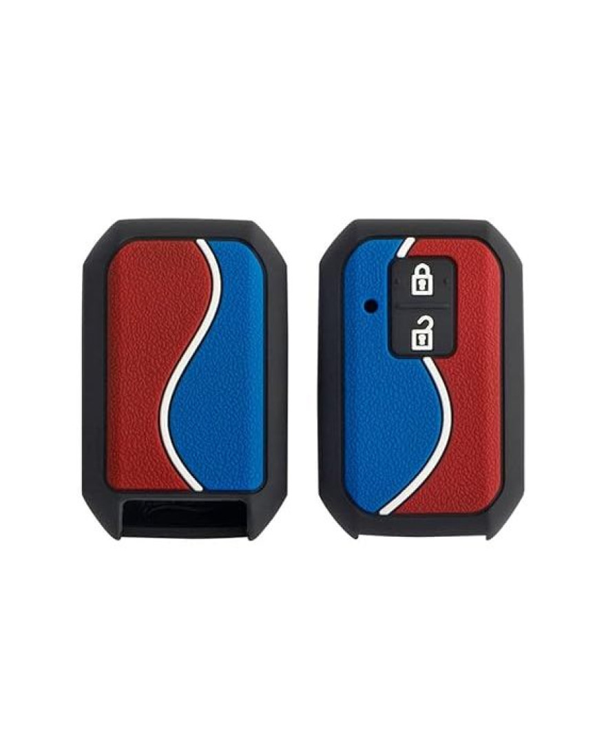 Keycare Duo Series Style Key Cover KC D04 for Maruti Suzuki Swift, Baleno, Xl6, Ignis, Ertiga, Dzire Smart Keys | Red/Blue