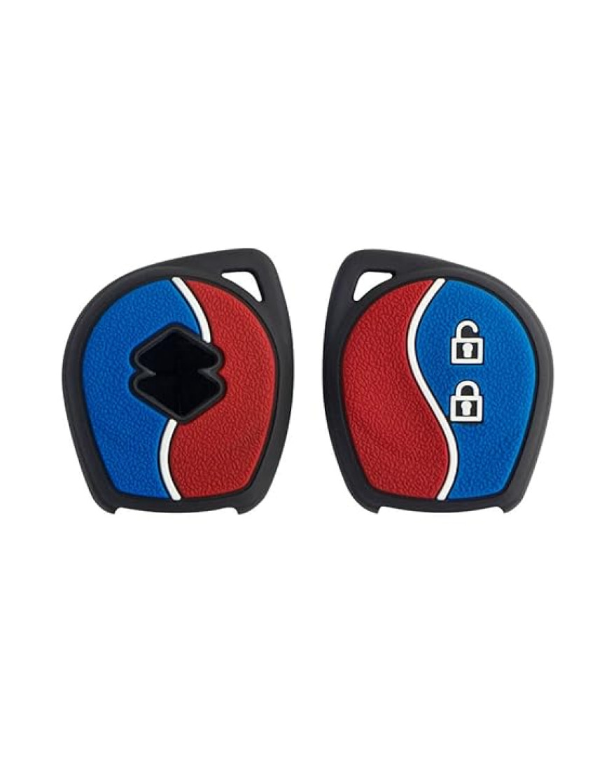 KeyCare Duo Style Key Cover KC D06 for Swift, Dzire, WagonR, Baleno, Ciaz, Ertiga, XL6, Ignis, Celerio 2b Remote Key | 2 Button Remote Key | Red/Blue