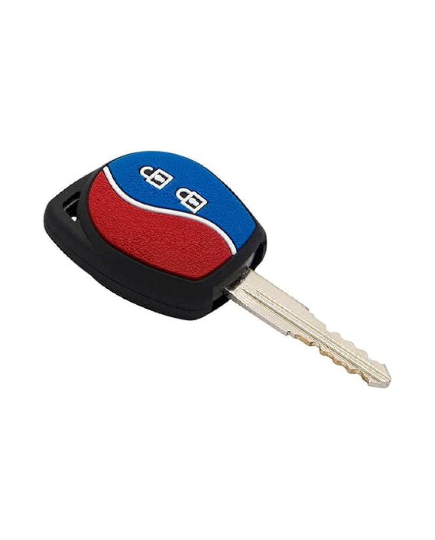 KeyCare Duo Style Key Cover KC D06 for Swift, Dzire, WagonR, Baleno, Ciaz, Ertiga, XL6, Ignis, Celerio 2b Remote Key | 2 Button Remote Key | Red/Blue