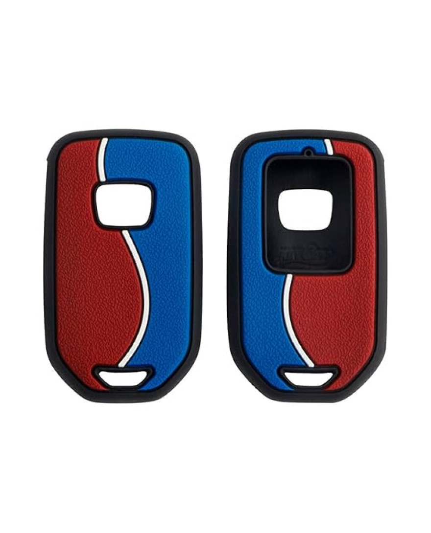 KeyCare Duo Style Silicon Key Cover KC D09 for Honda Elevate City, Jazz, WR-V, Amaze, Civic Smart Keys | Red/Blue