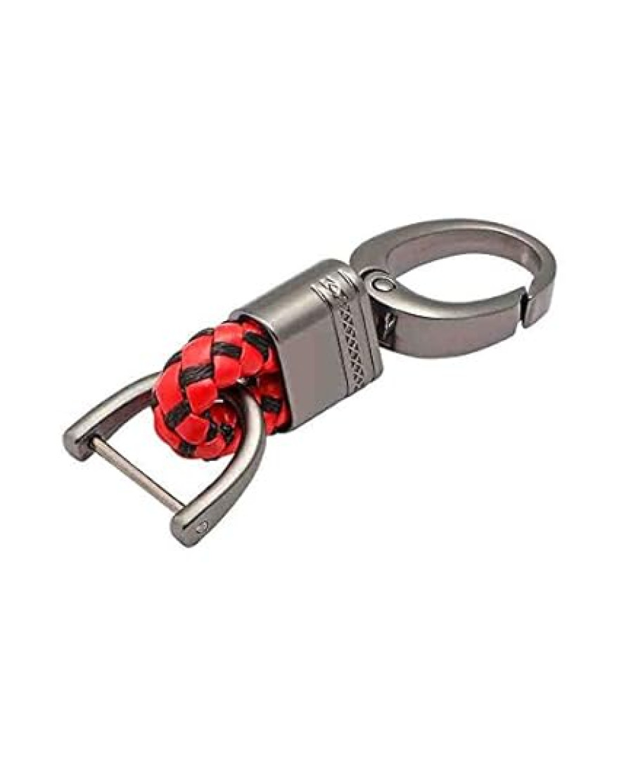 Keycare Car Key Fob Keychains Leather Keys Chain Holder with D-Ring with Screwdriver and Key Rings | Style04 | Red Black