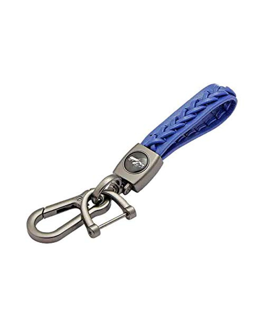 Keycare Universal car Key Holder Leather Woven Key Chain Keyring | Style03 | Blue