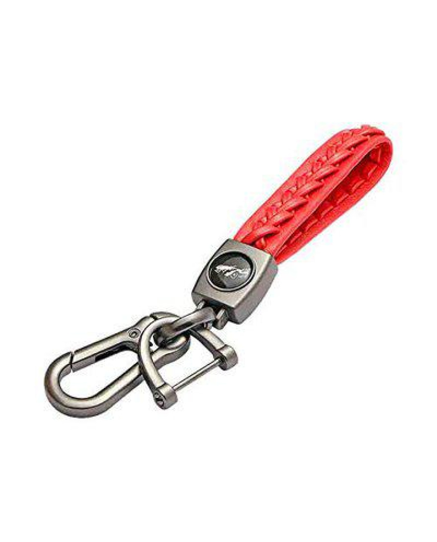 Keycare Universal car Key Holder Leather Woven Key Chain Keyring | Style03 | Red