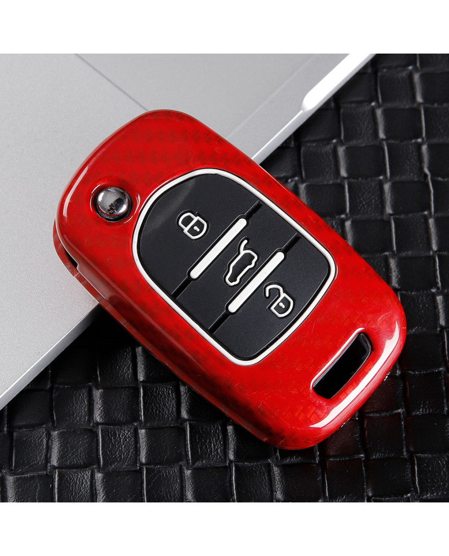 Keycare Premium Metal Alloy Key Case for MG HECTOR | Metal MG 2 | Red