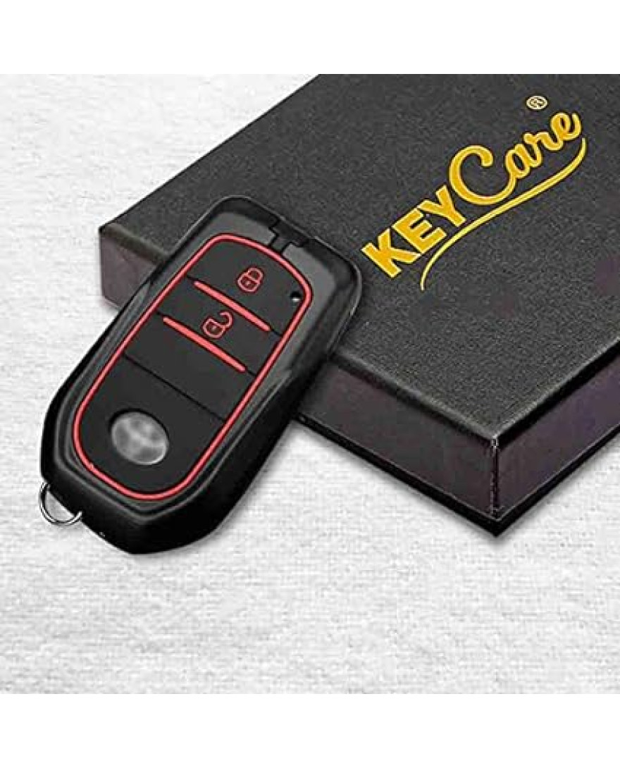 Keycare Metal Key Cover Compatible for Innova Crysta 2b Smart Key with Keyring | Black