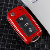 Keycare Premium Metal Alloy Key Case for VW And Skoda VENTO, POLO, RAPID, LAURA, OLD SUPERB | Metal VW 1 | Red