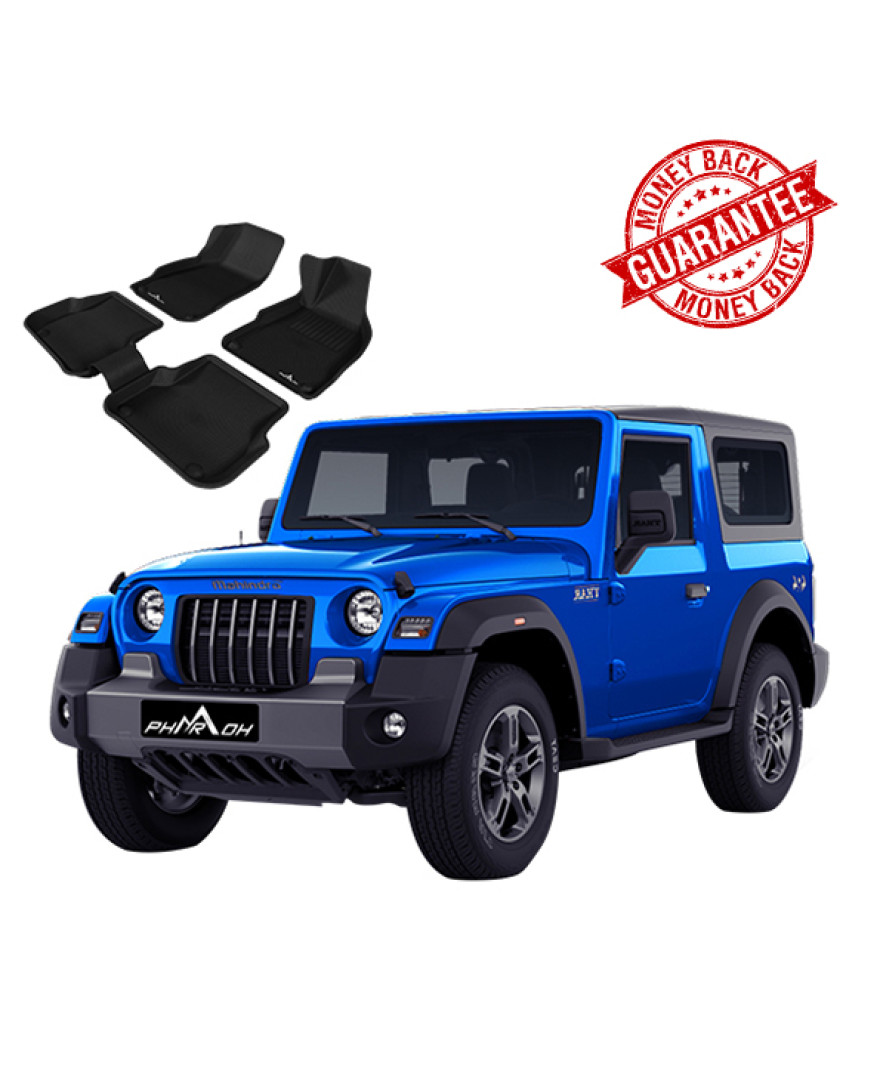 3D PHARAOH MAHINDRA THAR Car Floor Mats | Custom Fit, All-Weather, Non-Slip, Odorless, Eco-Friendly | 3 PCS