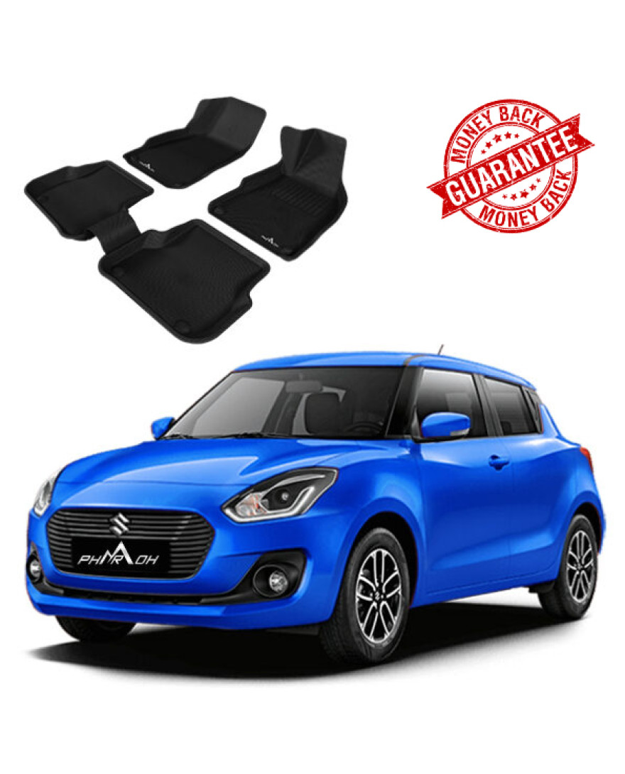 3D PHARAOH MARUTI SUZUKI SWIFT/DZIRE Car Floor Mats | Custom Fit, All-Weather, Non-Slip, Odorless, Eco-Friendly | 3 PCS