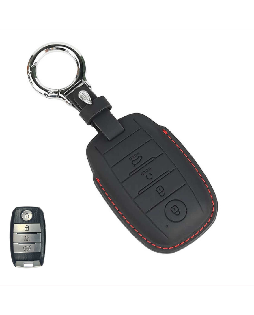 KeyCare PU 3D Kia Pure Vegan Leather Series Key Cover With Key Chain 61