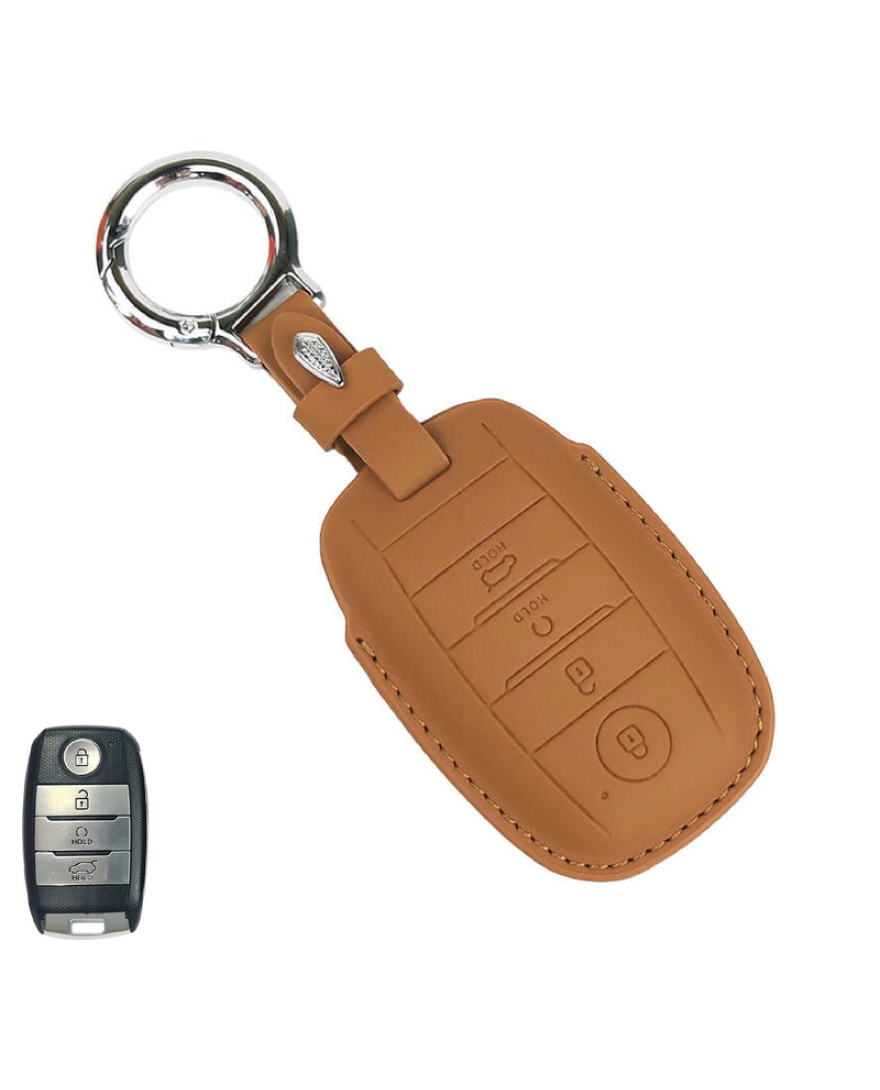 KeyCare PU 3D Kia Pure Vegan Leather Series Key Cover With Key Chain 61