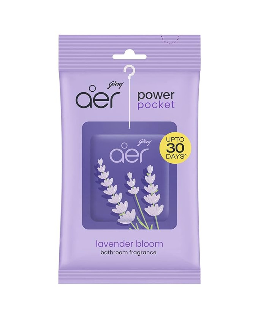 Godrej aer Power Pocket | Car And Bathroom freshener | Levender Bloom | 10g | Lasts up to 30 days | Car Air freshener