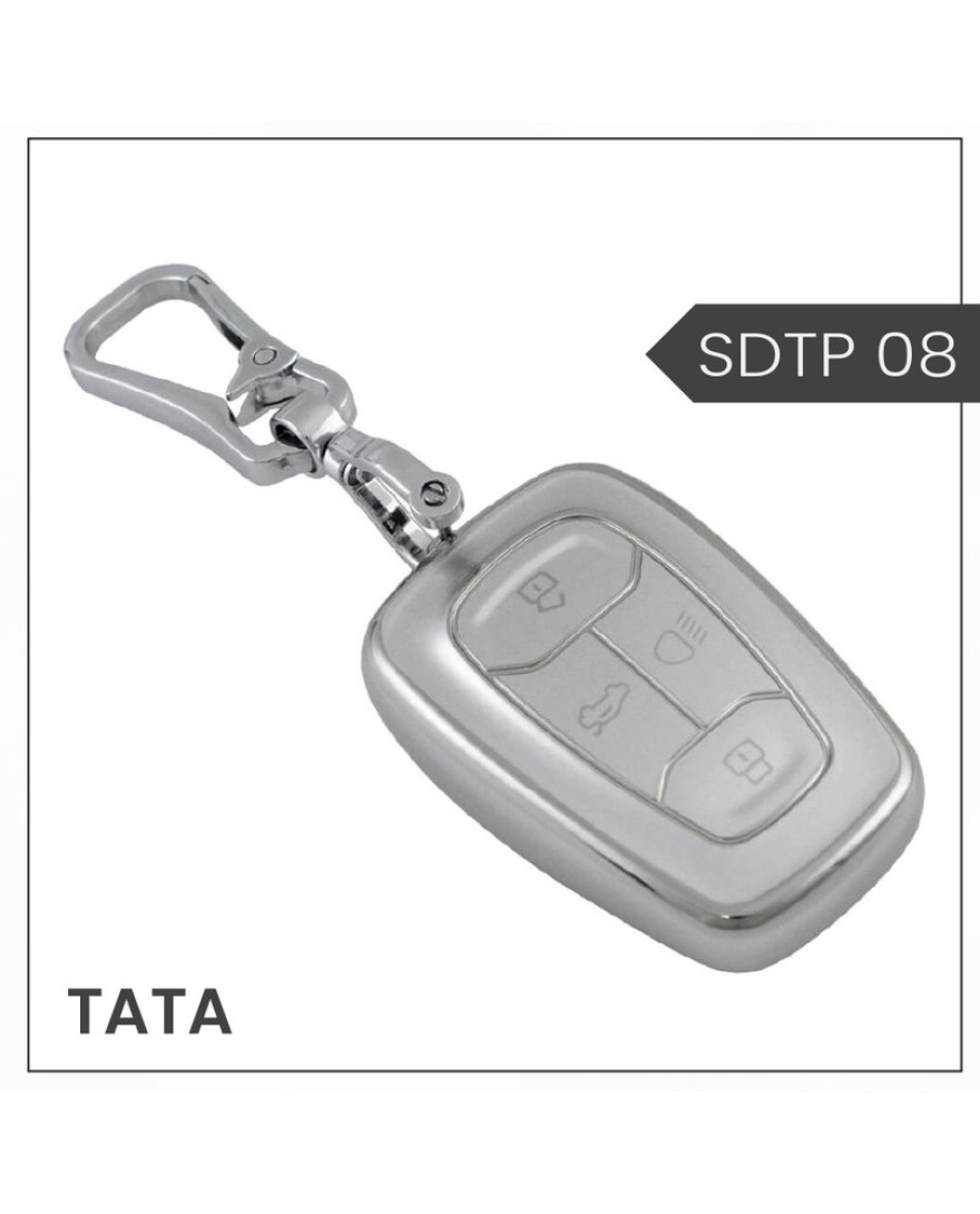 keycare silver dust TPU key cover for Nexon, Harrier, Altroz, Safari, Punch, Tigor smart key | SDTP 08