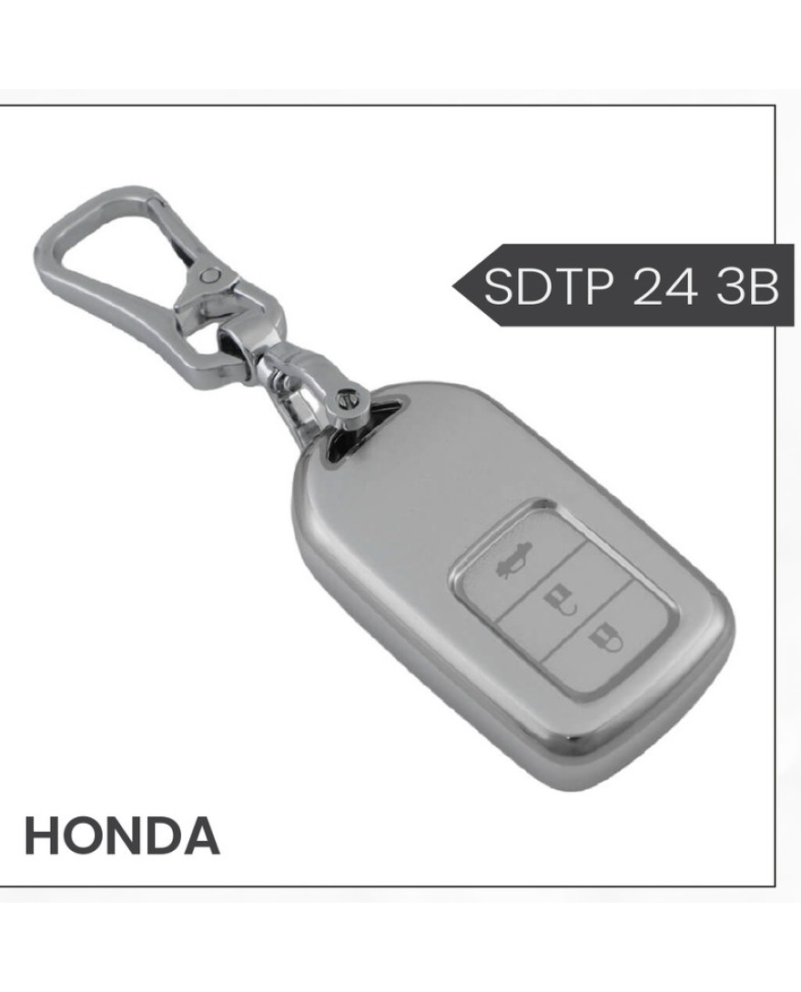 keycare silver dust TPU key cover for City, Civic, Jazz, Brio, Amaze, Cr-v, Wr-v, Br-v, Mobilio 3B Smart Key | SDTP 24 3B