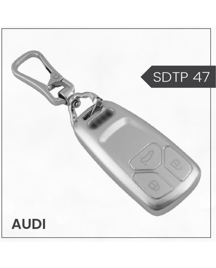 keycare Silver Dust TPU key cover And keychain for Audi Q5, A5, A8, Q7, A4, A6 3 button smart key | SDTP 47, SDTPKeychain