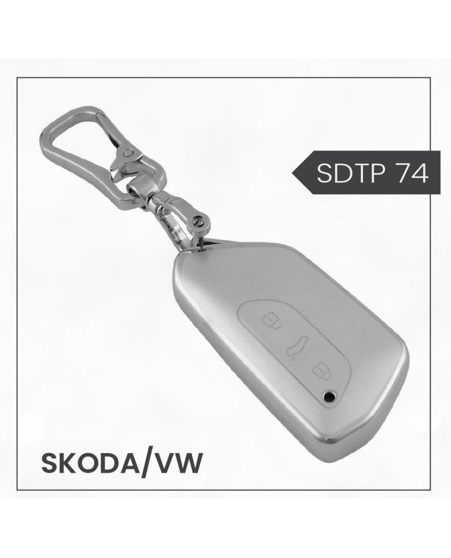 keycare silver dust TPU key cover And keychain for Octavia 2021 onwards smart key | SDTP 74, SDTPKeychain