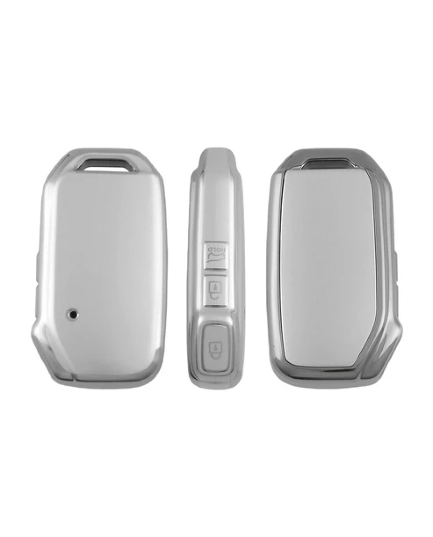 keycare Silver Dust TPU key cover And keychain for Seltos, Sonet 2023 onwards 3 button smart key | SDTP 79, SDTP Keychain