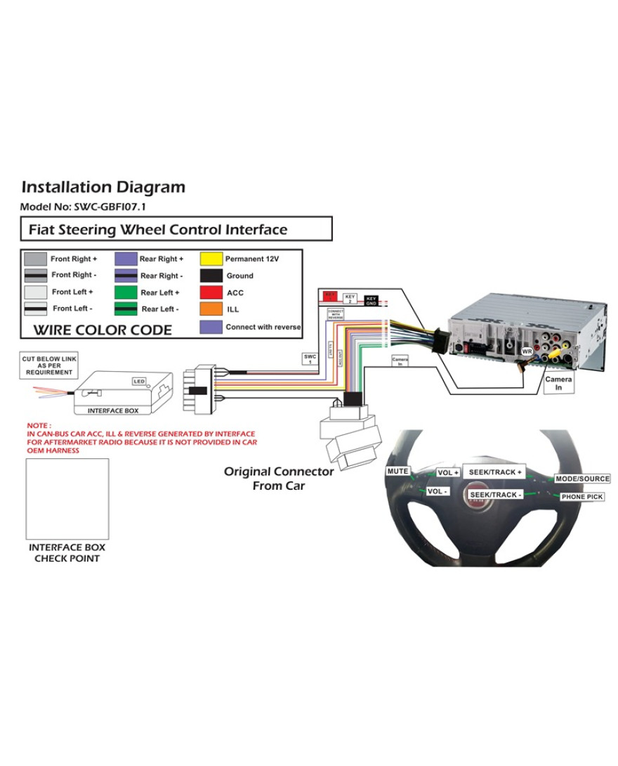 Global Byte Fiat All Models Steering Wheel Control Interface | SWC-GBFI07.1