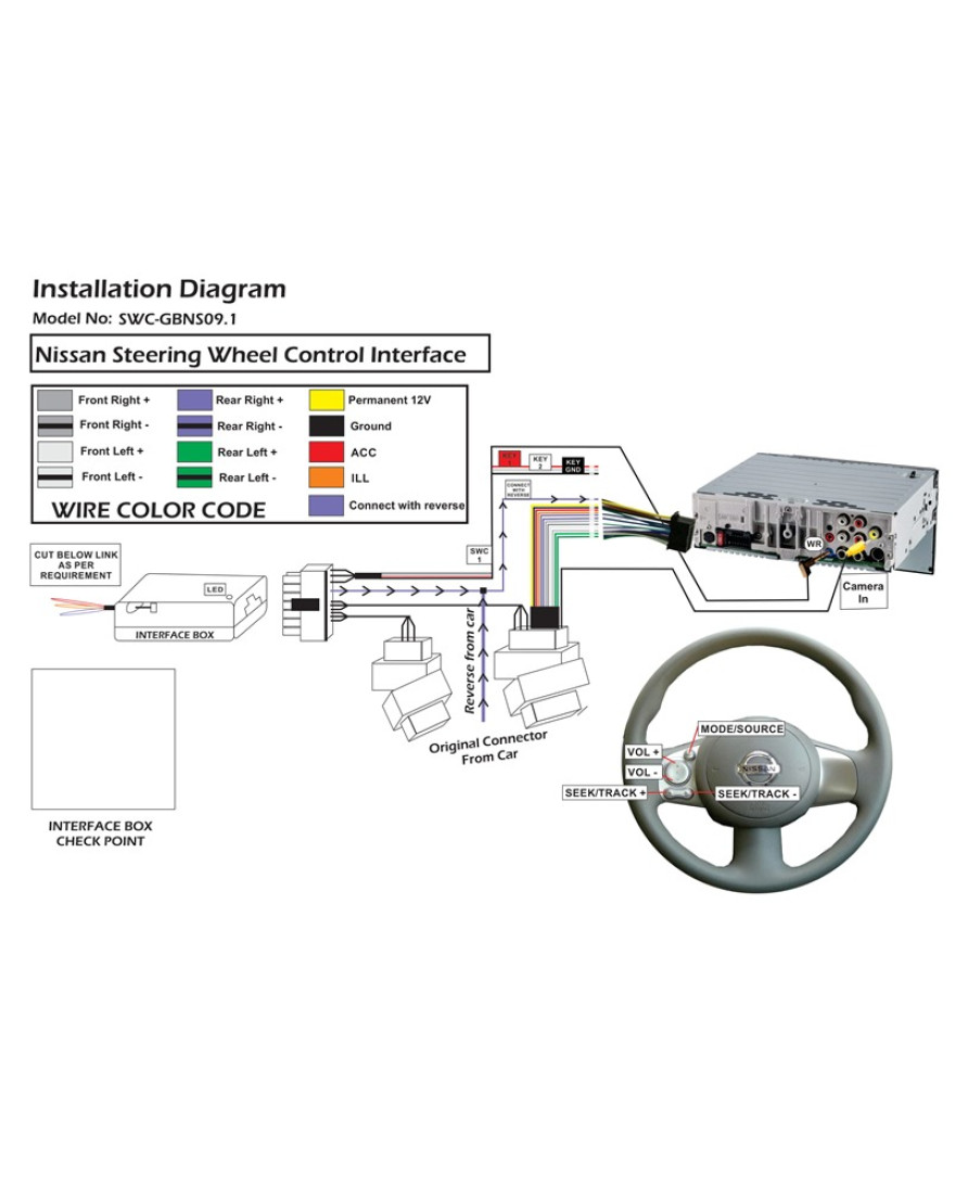 Global Byte Nissan Micra Sunny  Steering Wheel Control Interface | SWC-GBNS09.1