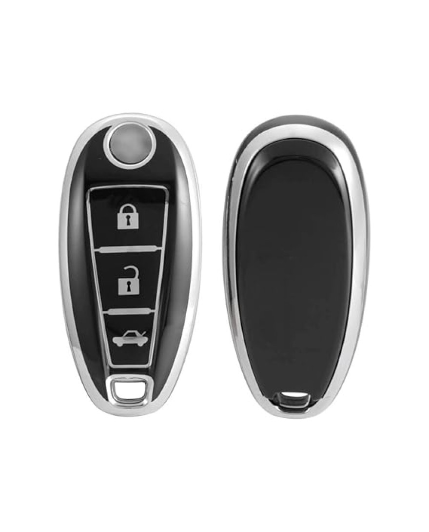 Keycare TPU Key Cover Compatible for Urban Cruiser Smart Key | TP04 Silver Black