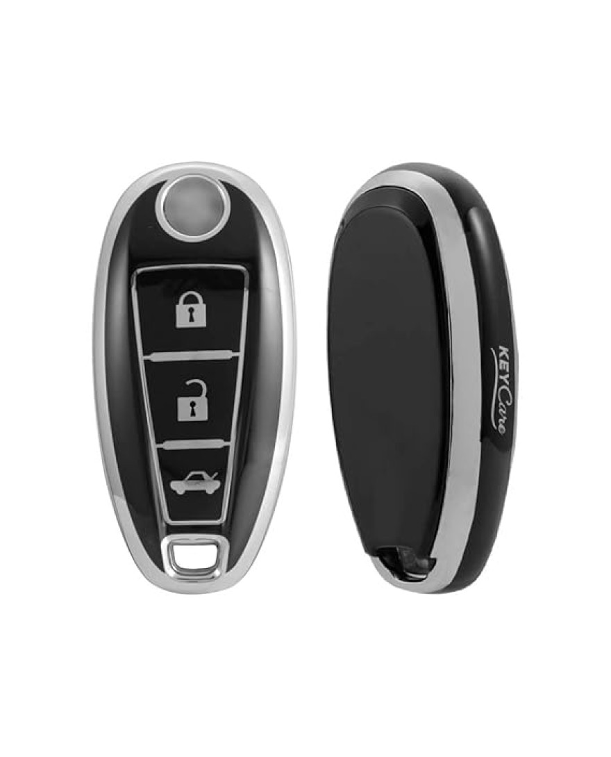 Keycare TPU Key Cover Compatible for Urban Cruiser Smart Key | TP04 Silver Black