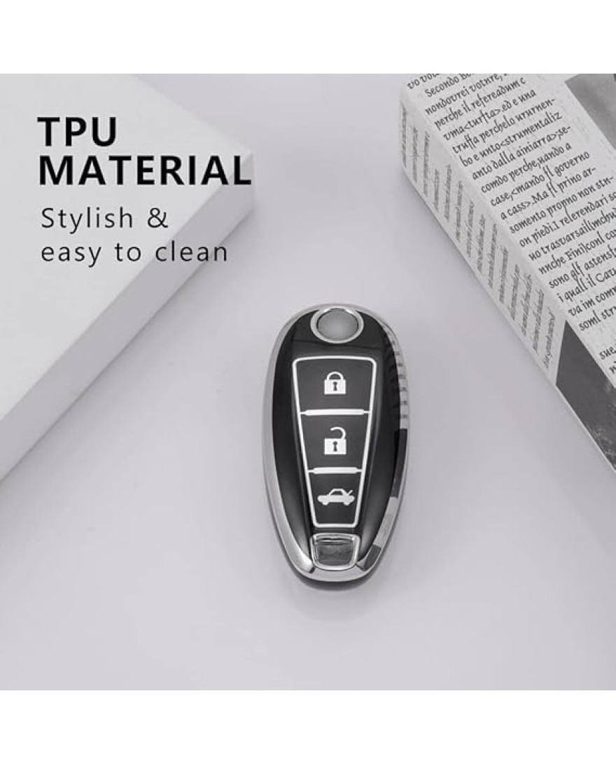 Keycare TPU Key Cover Compatible for Urban Cruiser Smart Key | TP04 Silver Black