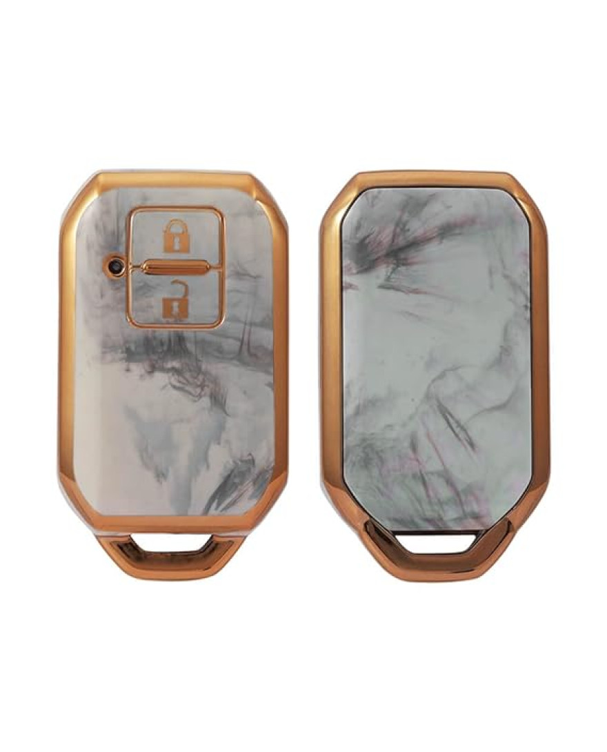 Keycare TPU Key Cover Compatible for Glanza, Urban Cruiser Hyryder Smart Key | TP05 Marble Finish