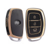 Keycare TPU Key Cover Compatible for: Creta, Grand i10, Xcent, Tucson, Elantra, Elite i20, Active i20, Aura 3 Button Smart Key | Push Button Start Models only | TP07 Gold Black