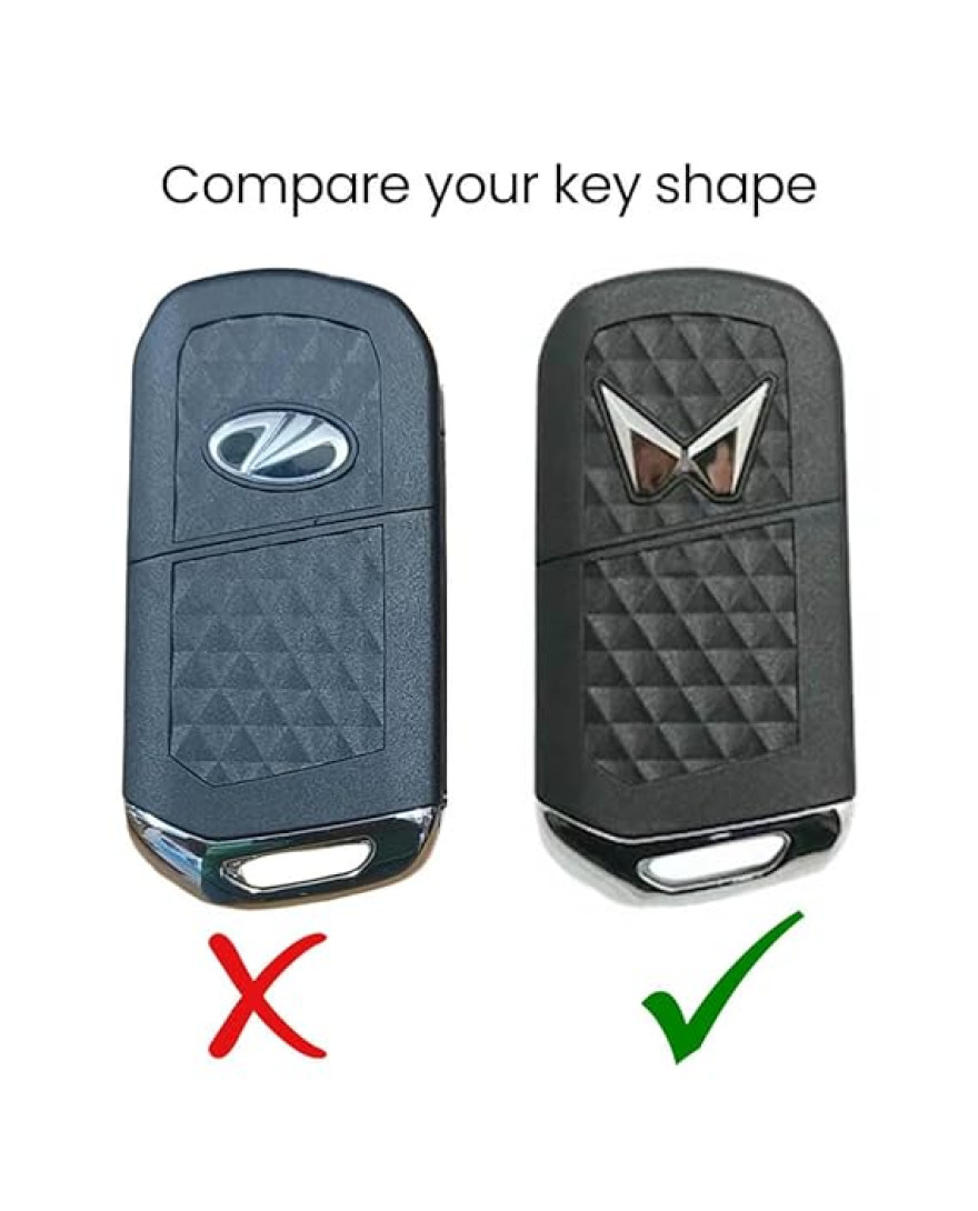 Keycare TPU Key Cover Compatible for Scorpio-N, TUV 300 Plus, XUV 300, XUV400, XUV700, Marazzo, Bolero 2020, Scorpio, Thar Flip Key | TP09 Gold Black