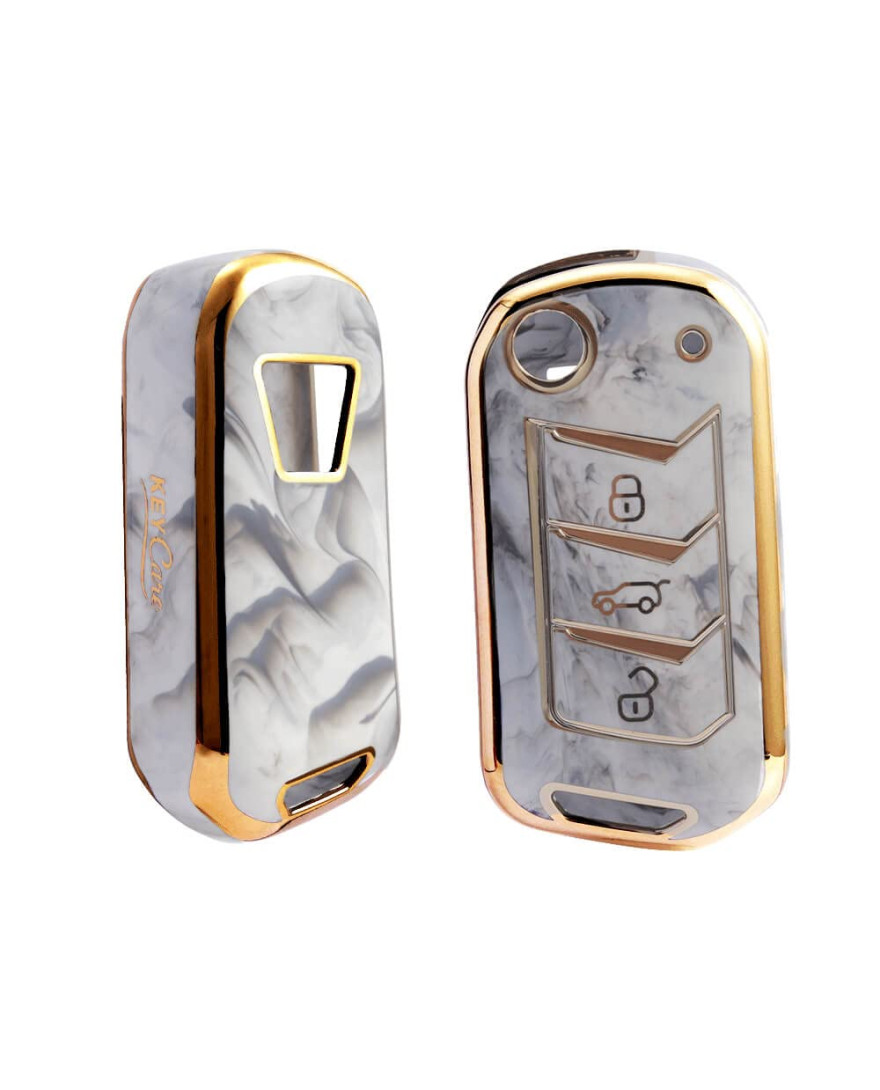 Keycare TPU Key Cover Compatible for Scorpio-N, TUV 300 Plus, XUV 300, XUV400, XUV700, Marazzo, Bolero 2020, Scorpio, Thar Flip Key | TP09 Marble Finish